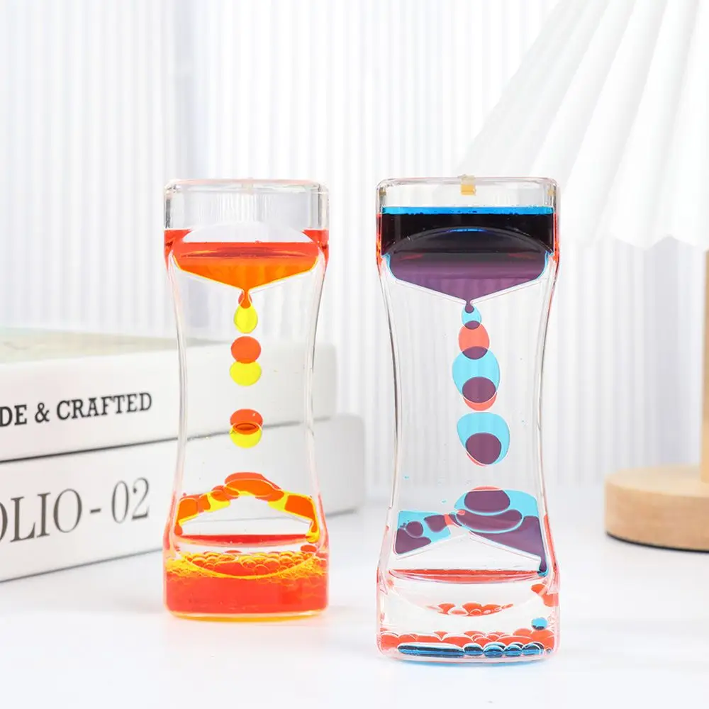 Double Color Oil Leak Hourglass Toys Liquid Timer Dynamic Oil Drop Waist Crafts Ornaments Home Decoration Gifts