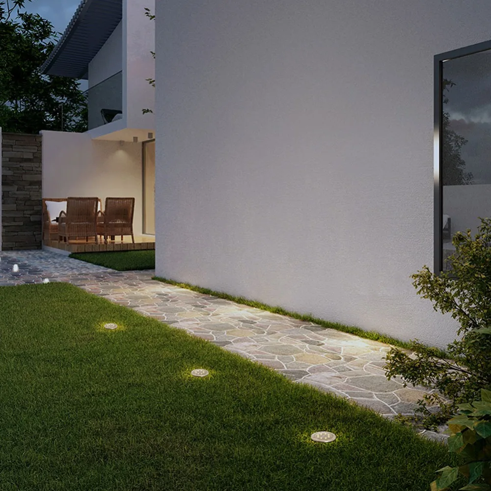 Solar Lawn Lamp 4 Led Garden Lights Solar Lamp Waterproof Outdoor Lighting Disk Lights for Pathway Yard Walkway Patio