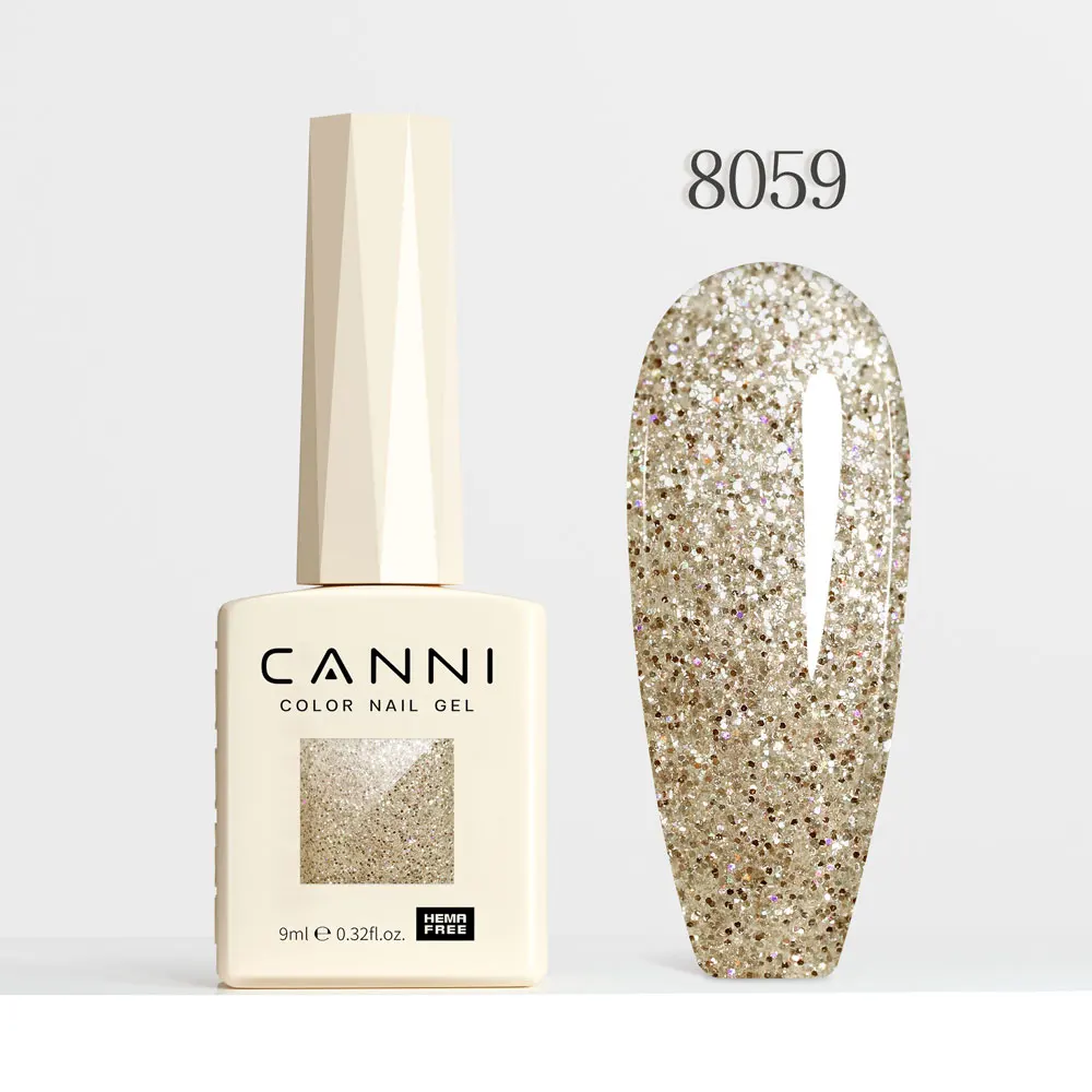 CANNI Super Glossy Glitter Cat Eye Nail Gel Polish - Hema Free Diamond Top Coat, Semi-Permanent UV LED Varnish