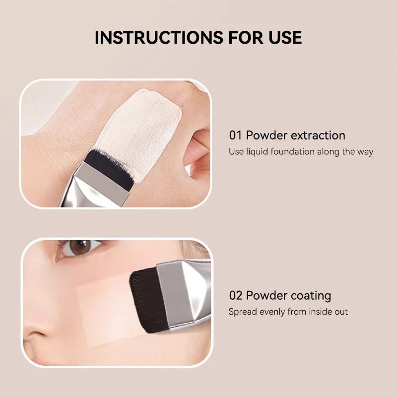 GECOMO two-headed one-word foundation brush, no foundation, no trace light mask brush, fast powder on makeup, beauty tools 4