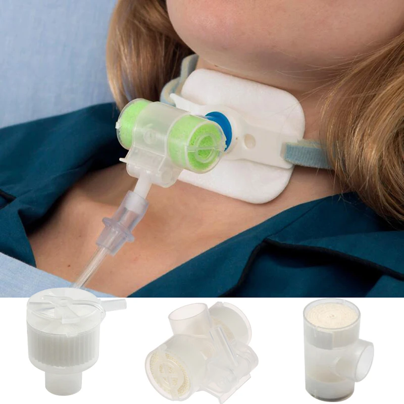 1/2/3/4 Pcs Medical Disposable Artificial Nose With Oxygen Input Port Humidification Tracheostomy Vent Heat Moisture Exchangers