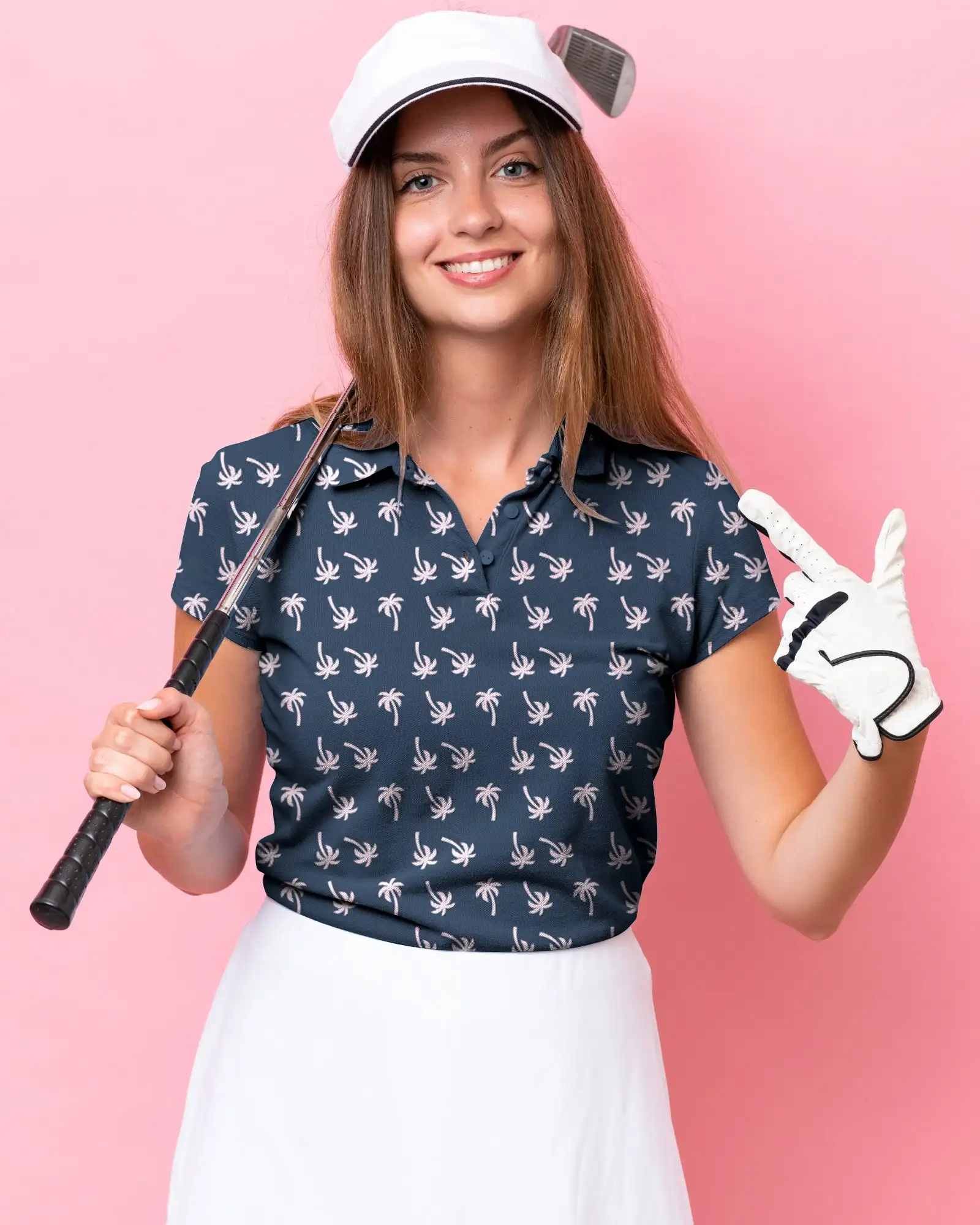 

Pink Palms Women's Polo T-Shirts Art Print Trending Shirt Summer Short-Sleeve Custom Clothing