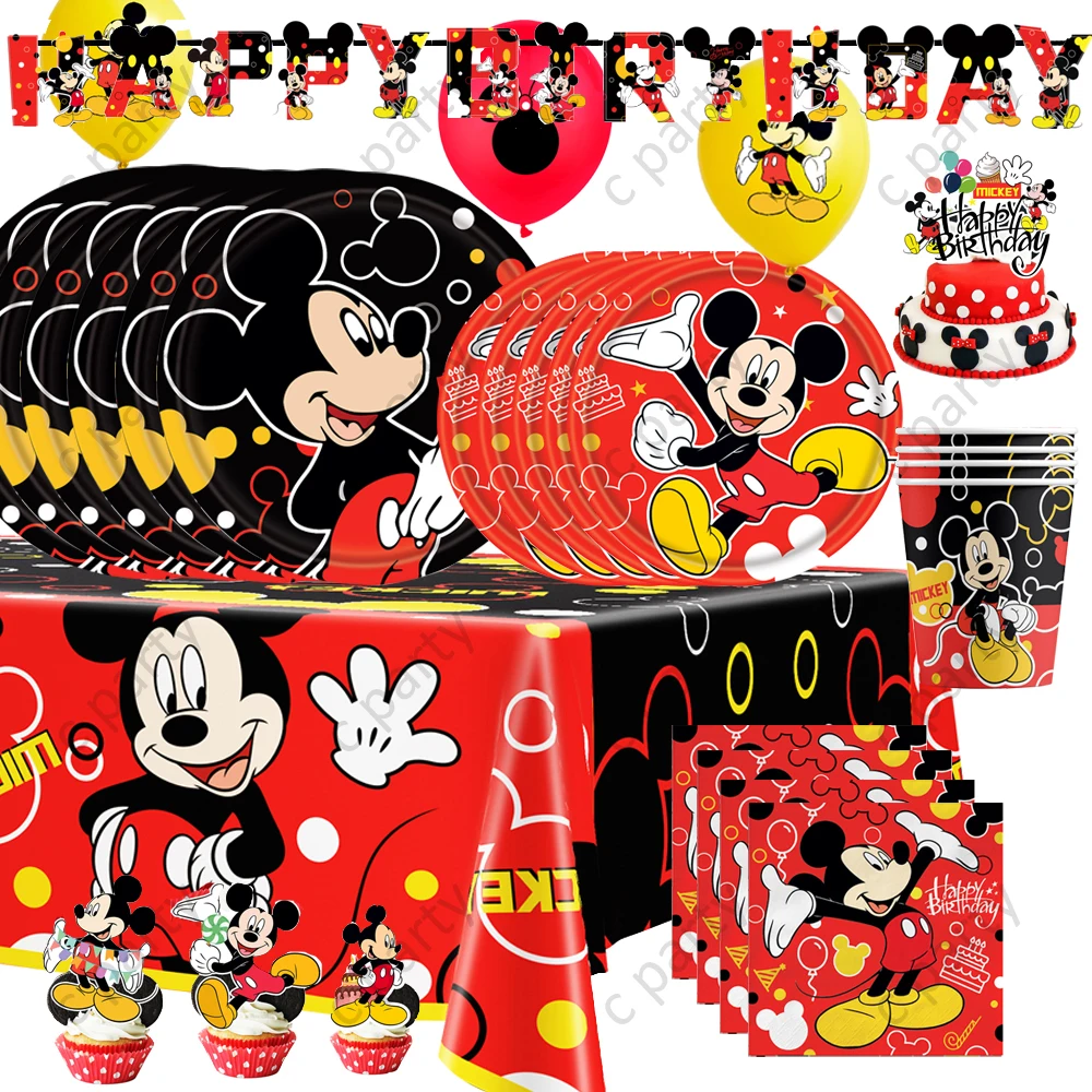Mickey Mouse Birthday Party Supplies and Decorations Mickey Mouse Party Supplies Serves 10 Guests with Banner Table Cover Plates