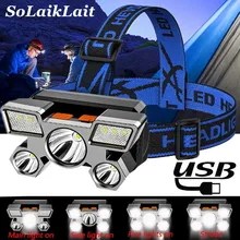 

New USB Rechargeable 5 LED Headlamp Portable Flashlight Lantern Outdoor Camping Headlight Head Torch Lamp Built-in 18650 Battery