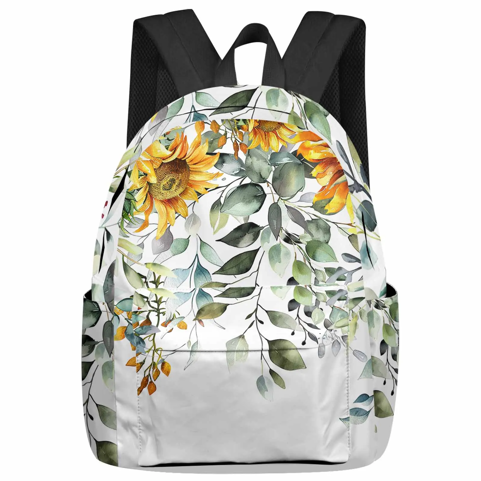 

Женский рюкзак с подсолнухами, школьные ранцы для студентов-подростков, повседневные дорожные сумки для ноутбука с растительными листьями