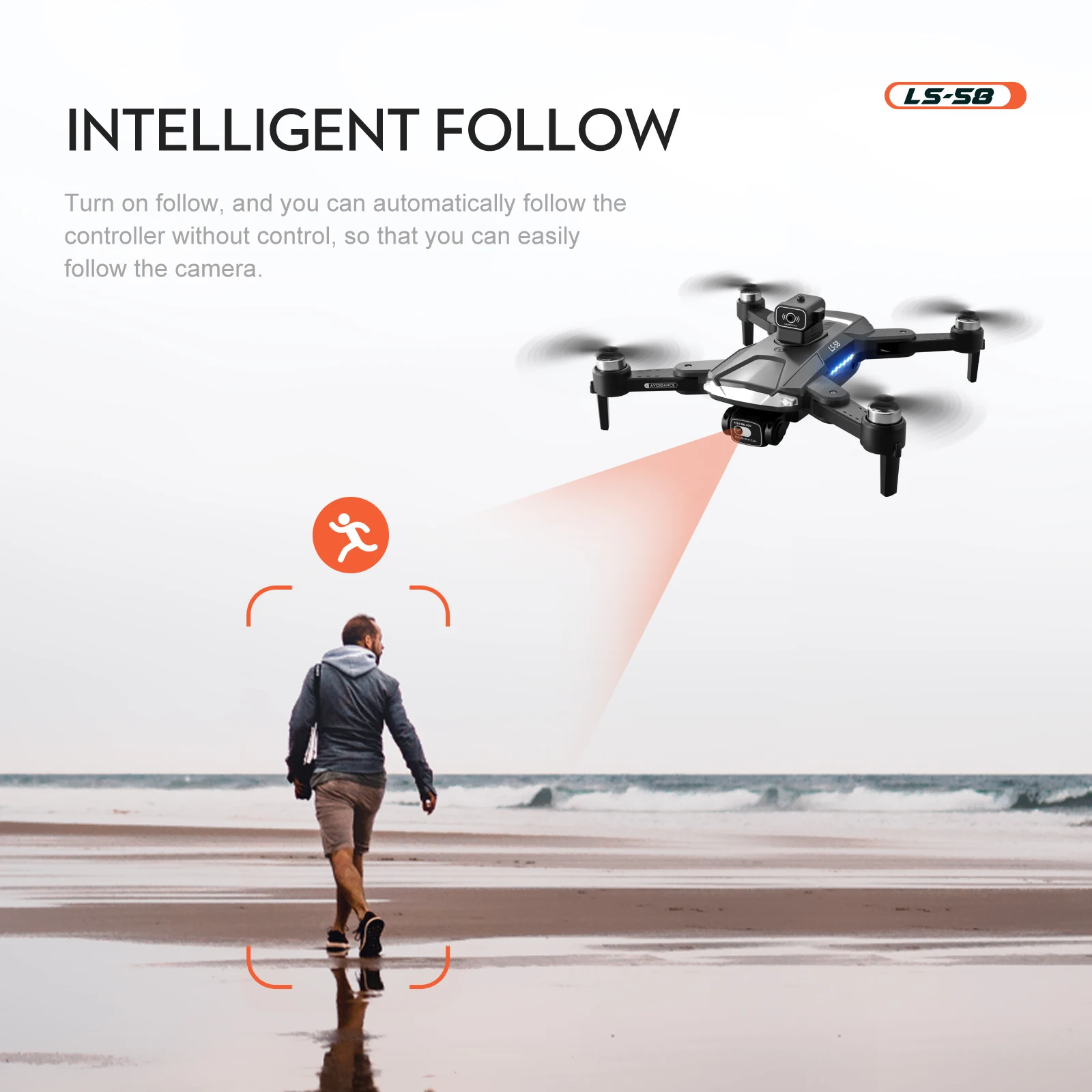 KBDFA LS58 Drone, ls-5o intelligent follow turn on follow; and you can