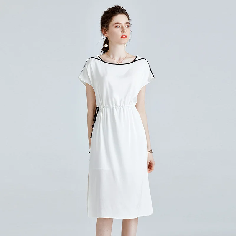 

Платье Birdsky женское с коротким рукавом, 1 шт., 92.3% натуральный шелк тутового шелкопряда, 7.7% спандекс, цвет белый