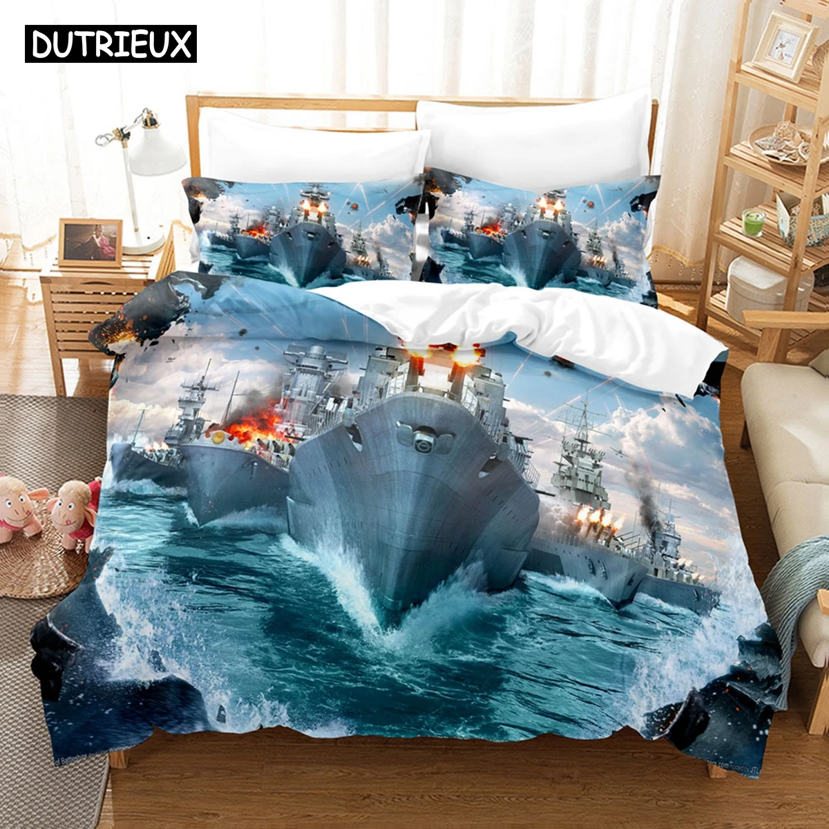 

3D World Of Warships Bedding Sets Duvet Cover Set With Pillowcase Twin Full Queen King Bedclothes Bed Linen