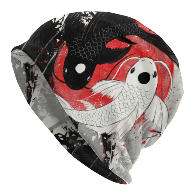 

Fashion Winter Warm Men Knitted Hats Adult Unisex Cute Koi Fish Yin Yang Japanese Sa Skullies Beanies Caps