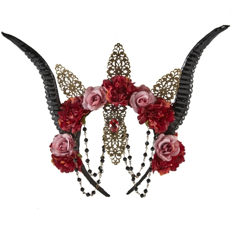 

A2ES Sheep Horn Headband Halloween Devil Cosplay Hair Accessories Gothic Headpiece