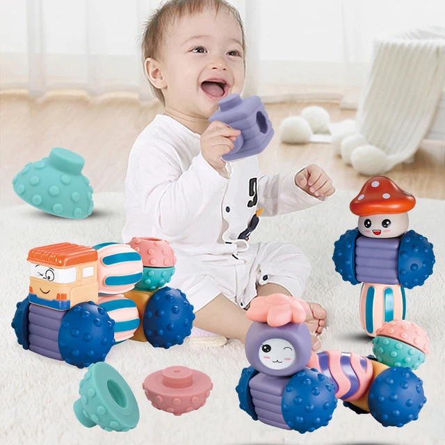 Montessori Jouets 6 en 1 pour bébé de 6 à 12 à 18 mois, jouets Montessori  pour enfants de 1 à 3 ans, blocs de construction empilables pour bébé