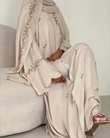 Ensemble de 2 pièces Abaya et Hijab brodés, robe musulmane pour femmes, Abayas de luxe de Dubaï, vêtements islamiques, robe Kaftan, Ramadan, Eid 6