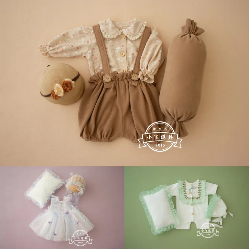 Dvotinst Newborn Photography Props for Girls Lace Outfit Dress with Pillow Hat Headband Accessories Studio Shooting Photo Props dvotinst newborn photography props for baby girl lace outfits bodysuit headband pillow fotografia accessories studio photo props