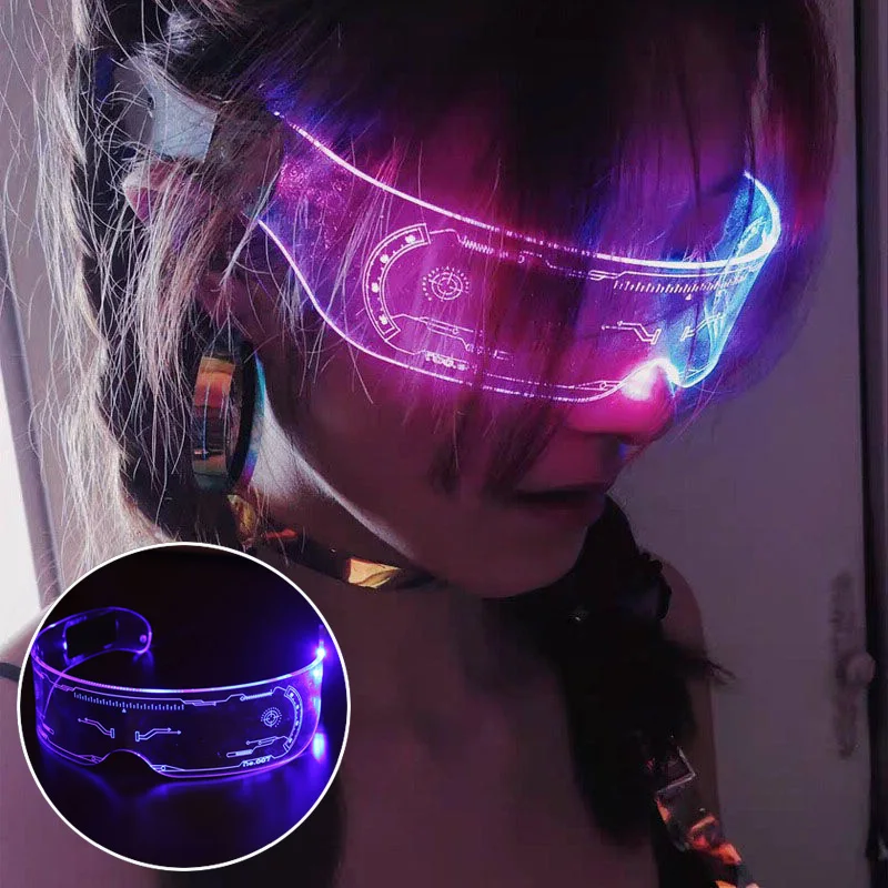 

1Pc Colorful Luminous Glasses Glow In The Dark for Music Bar KTV Birthday Party Decoration Christmas LED Goggles Festival Props