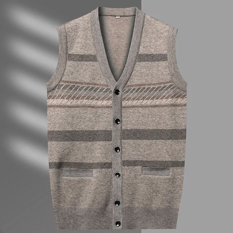 남성용 가디건 조끼, 캐쥬얼 패션 니트 스웨터, 따뜻한 V넥 조끼, 주머니가 있는 신상 가을