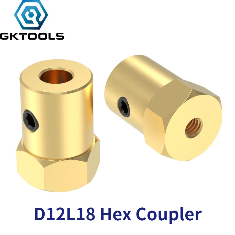 Shaft Coupler Flexible Coupling Shaft Connector Rigid Shaft Coupler GKTOOLS D12L18 Hex Coupler Brass Tire Connector 2/3/3.17/4/5/6/7/ 8mm Coupling for Decelerate Motor Shaft Robot Smart Car Wheel
