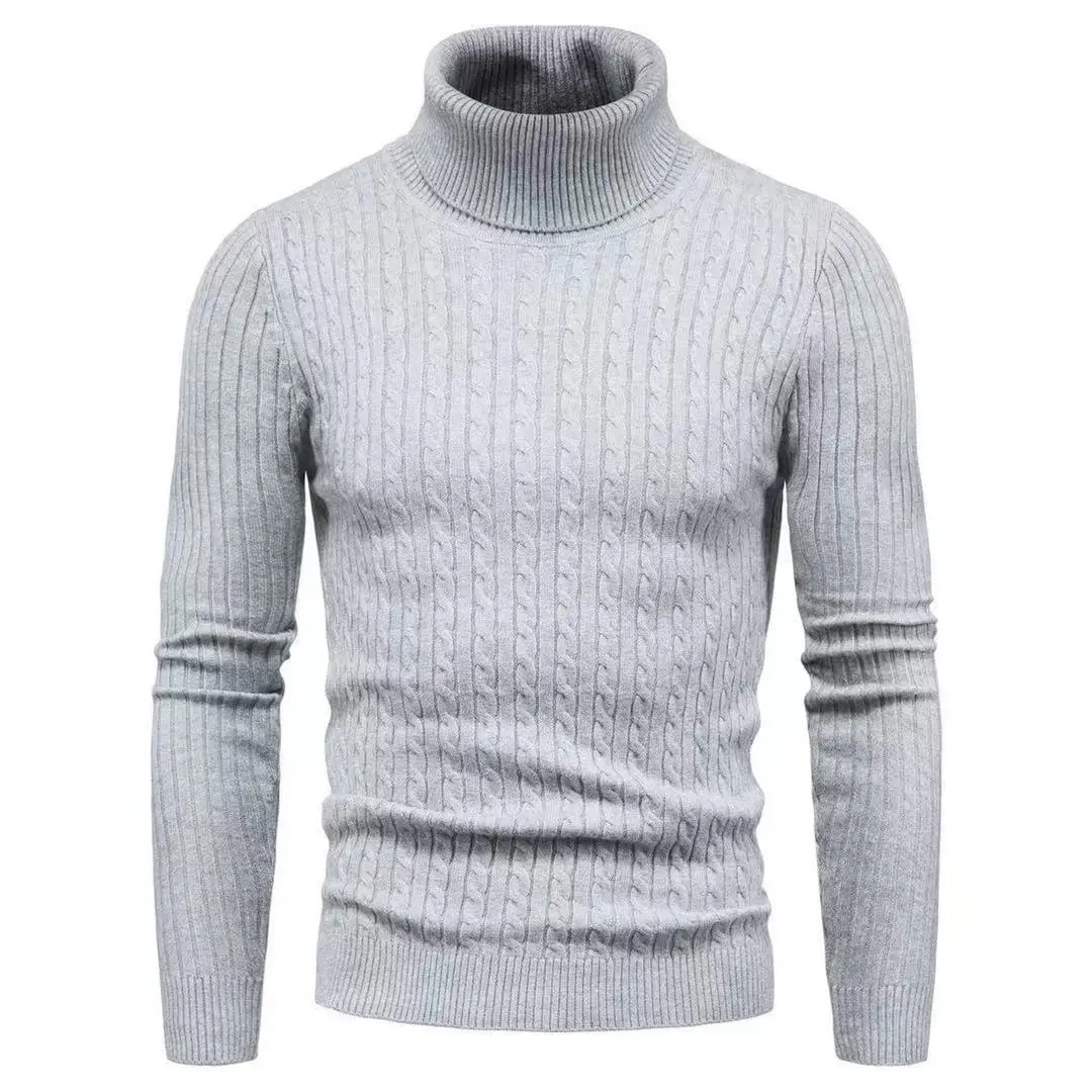 

Autumn Winter Turtleneck Sweater Men Warm Fashion Solid Color Slim Fit Pullover Mens Knitted Sweater Bottoming Shirt Plus Size