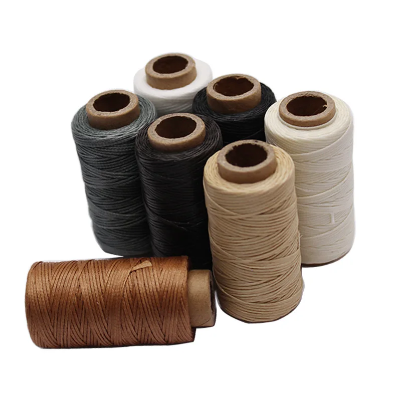 50M 150D 0.8Mm Flat Waxed Sewing Line Thickness Waxed Thread For Leather  Waxed Cord For Leather Craft Hand Stitching Thread Color: Brown