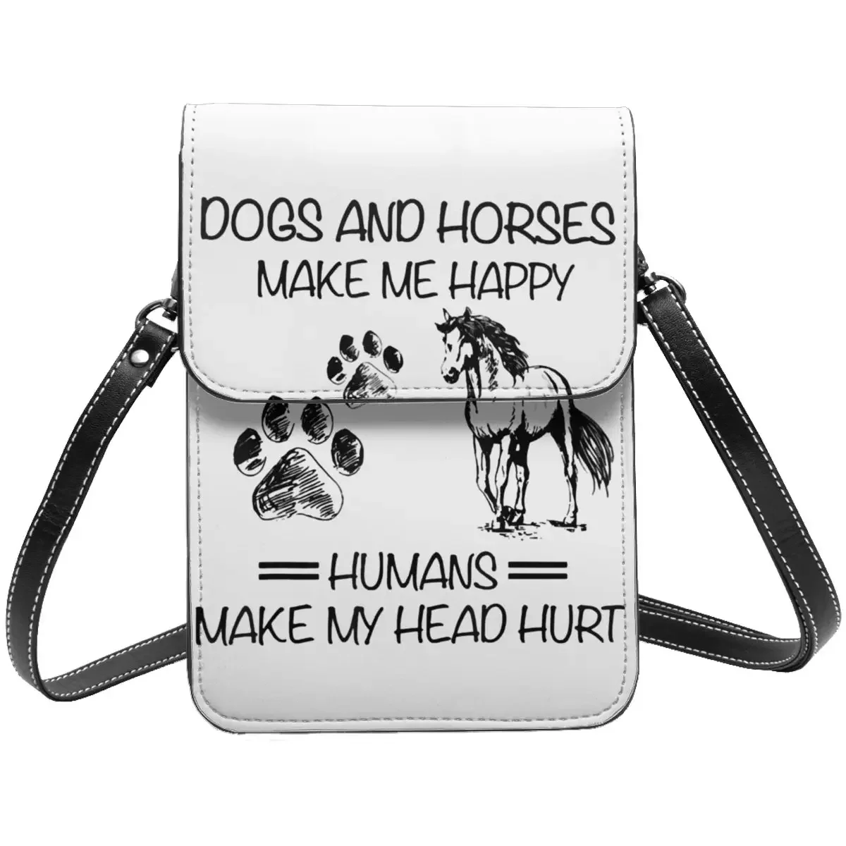 

Watercolor Horse Shoulder Bag Women Retro Leather Work Mobile Phone Bag Woman Fashion Bags