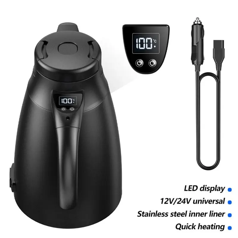 12V/24V 차량용 히터 컵 1.2L 대용량 차량용 전기 주전자 304 스테인리스 스틸 라이너 여행용
