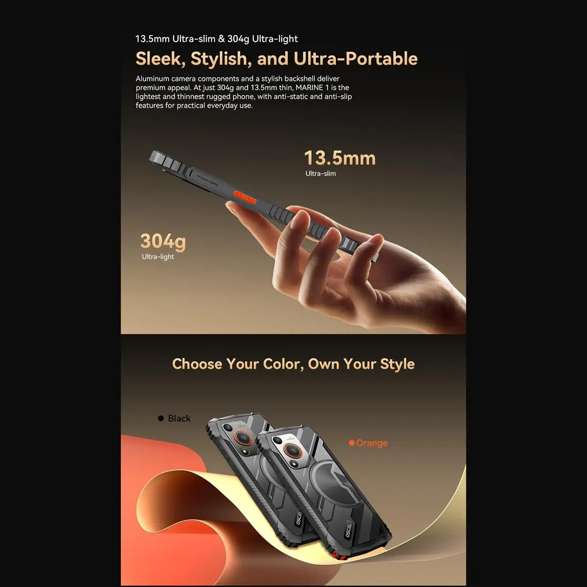 Blackview Oscal MARINE 1 Rugged Phone 6.56 inch HD+ 90Hz Display Gemini Al 2.0 Ultra-thin Android 15 5100mAh Battery Smartphone