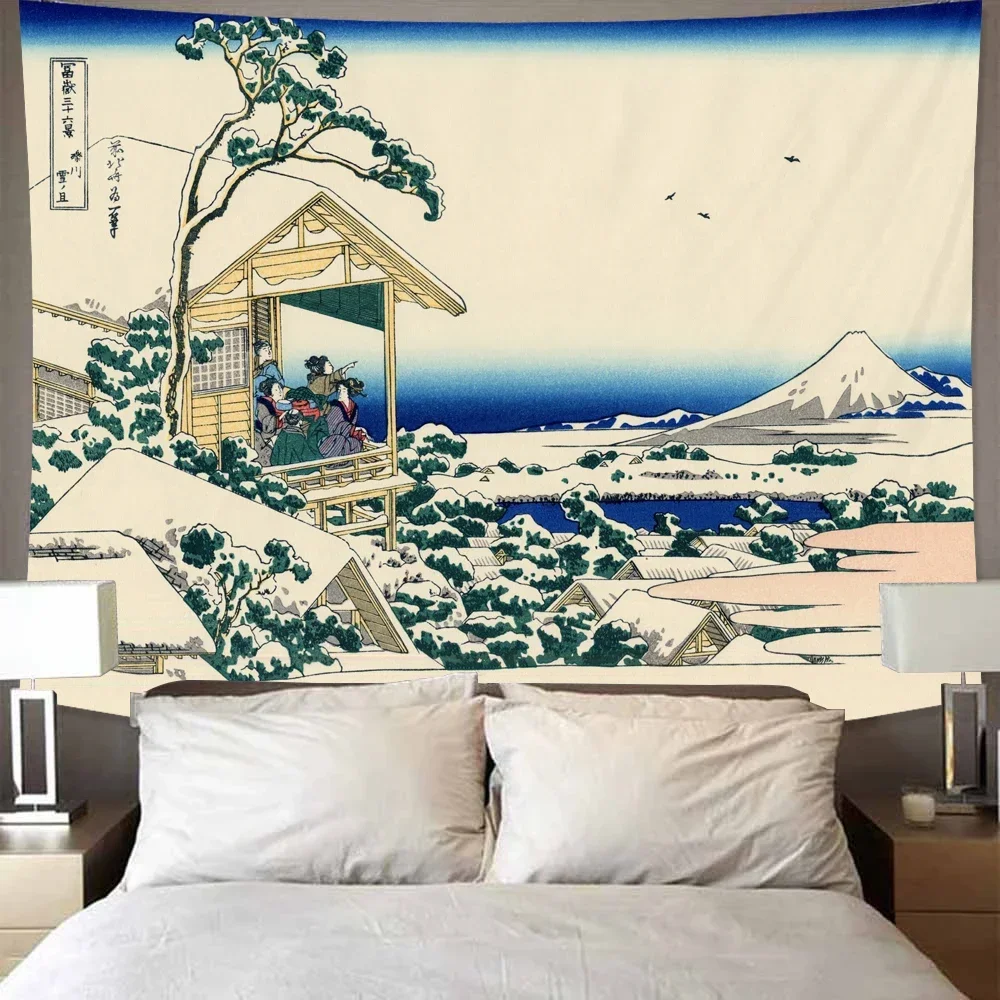 Mount Fuji, Japan Tapestry Art Printing Tapestry The Great Wave of Kanagawa Wall Hanging Decoration Household Japanese