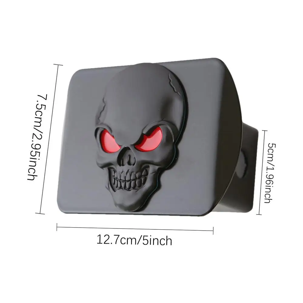 Trailer Hitch Cover Skull Shaped Tow Hook Cover Metal Hitch Plug Square Mouth Tube Plug Insert Heavy Duty For Recreational