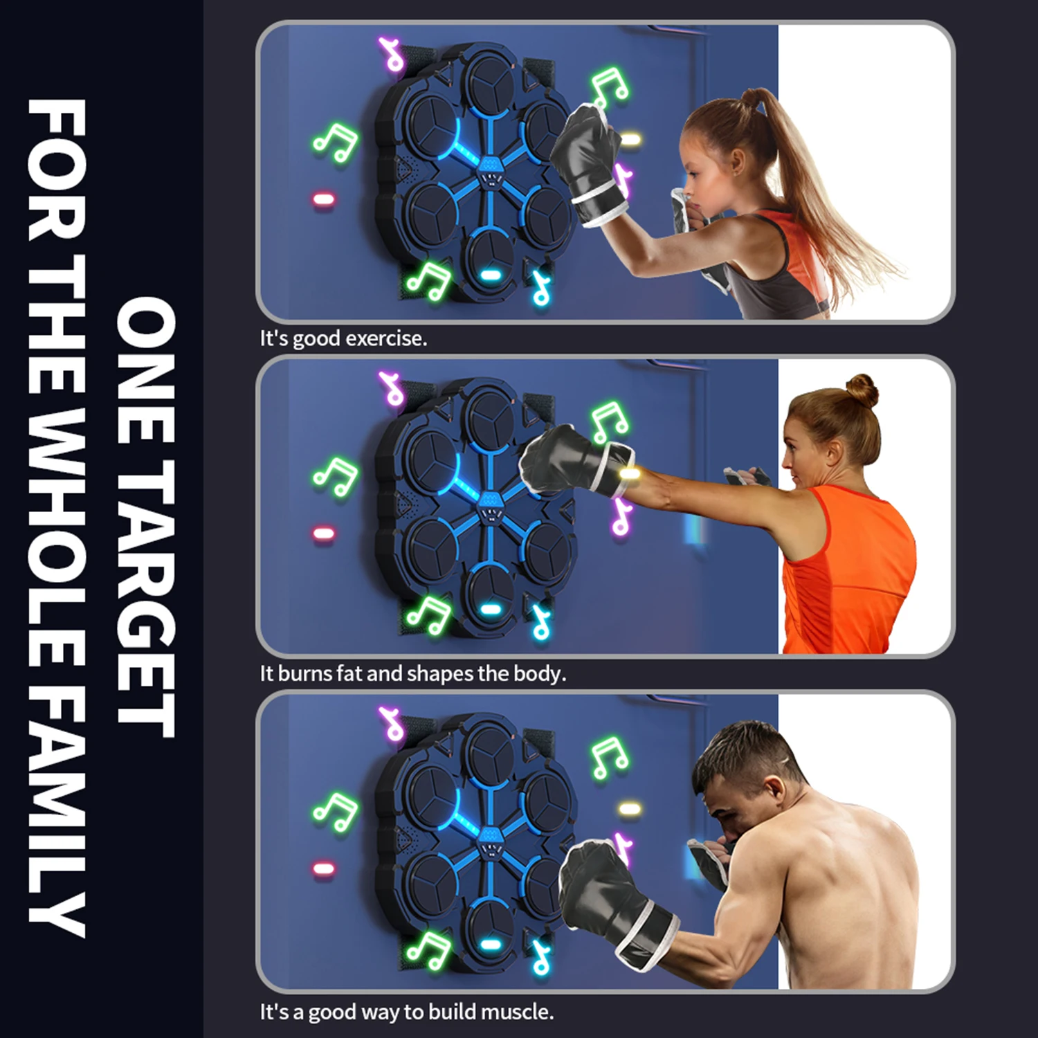 4/6 Targets Intelligent Music Scoring Boxing Machine with Adjustable Speed and Lighting for Children's Home Strength Training Music Boxing Toys