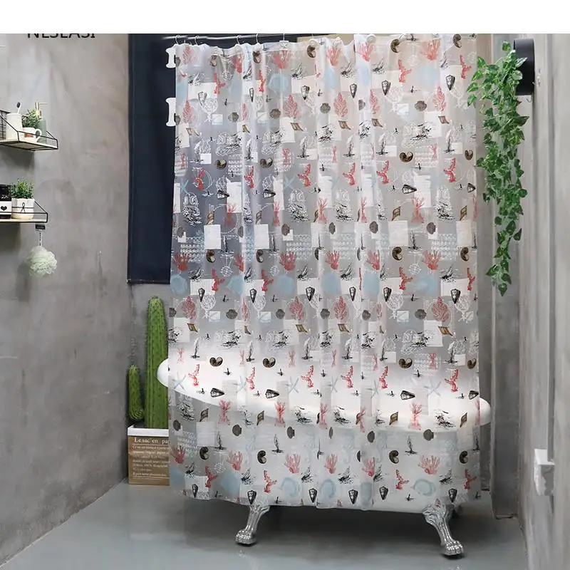 

180cmX180cm 1pc Creative Printing EVA Anti-mold Thickening Shower Curtain Bathroom Accessories Waterproof Curtains with Hooks