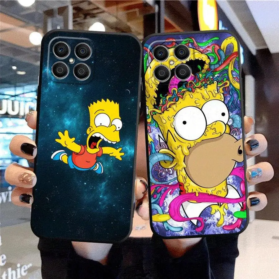 Cartoon The Simpsons Black Soft Phone Case