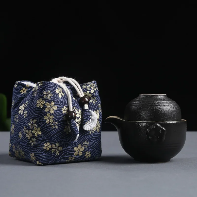 Tea Ceremony Utensils Cloth Bag, Travel Tea Set Storage Bag, Teacup Teapot Packing, Fabric Drawstring Bag