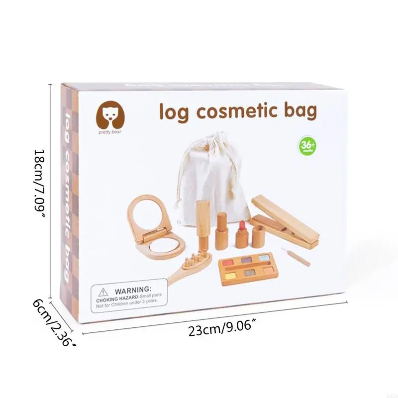 Simulation Cosmetic Bag/Medical Kits Children Pretend for Play Wooden Toy Sensory Playset Toddler Gif E65D