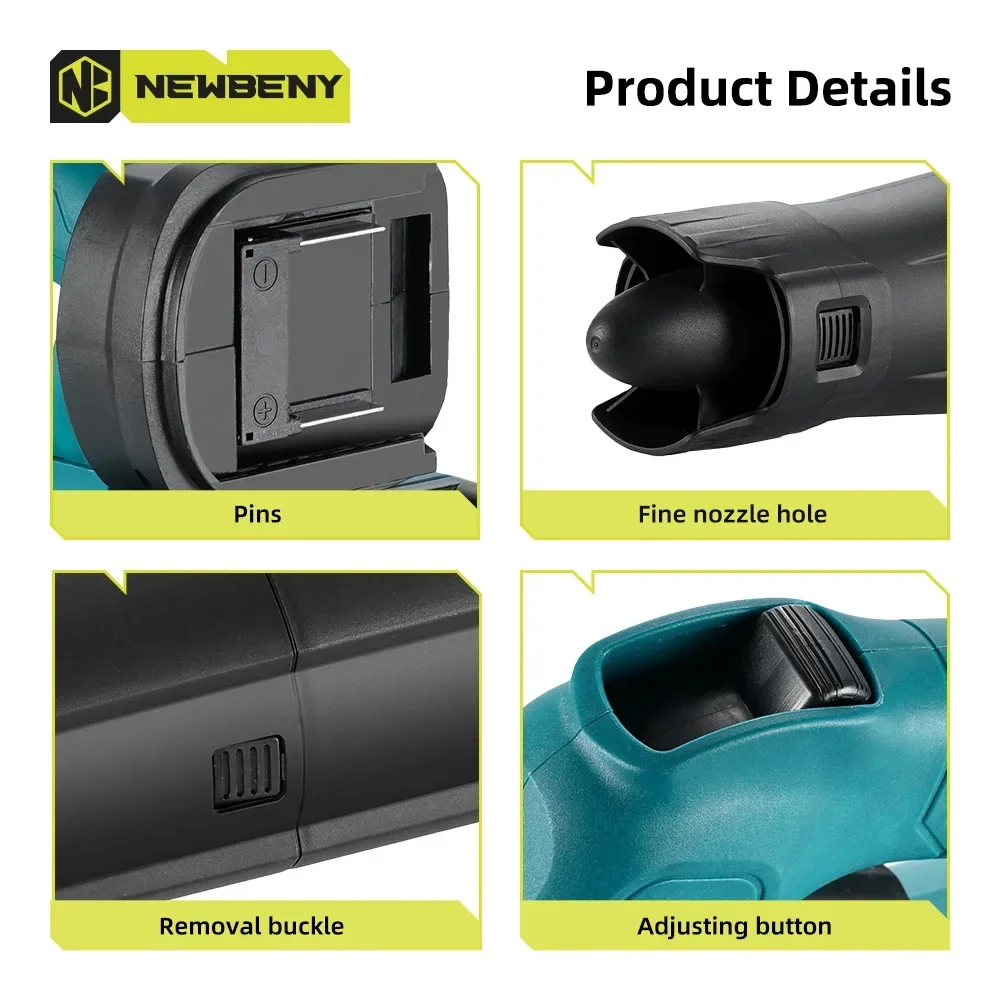 NEWBENY Electric Air Blower Efficient Speed Adjustable Cordless Household  Leaf Dust Snow Cleaner Tool For Makita 18V Battery 5