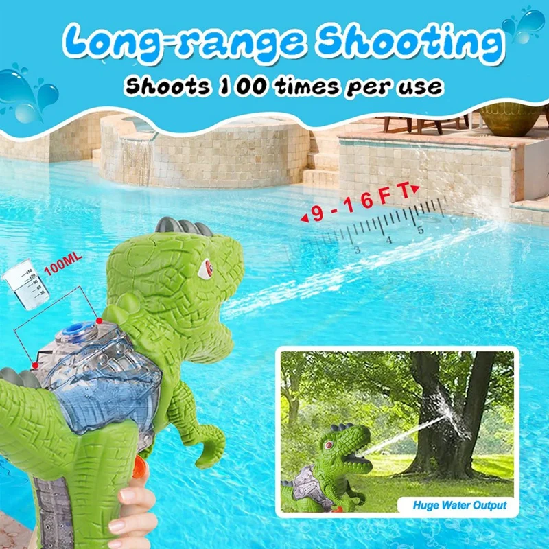 JB-Small Dinosaur Water Pistols, Water Fighting Games For Boys & Girls Toddlers In Swimming Pool Lawn