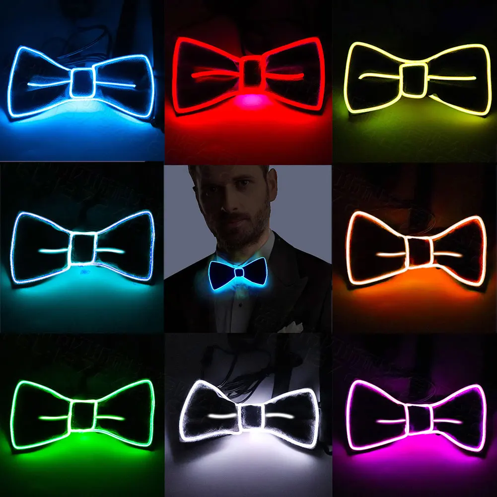 

Led Light Up Bow Tie Neon Necktie Masquerade Party Luminous Bow Tie Glow In The Dark Birthday Wedding Cosplay Costume Supplies