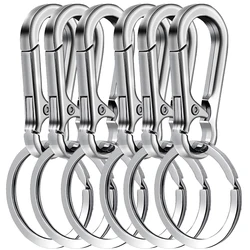 Carabiner Clip Keychain Set - Metal Key Ring & Holder Organizer (Silver)