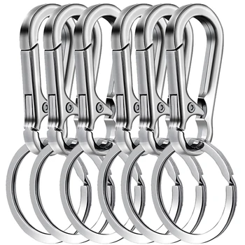 6Pcs Carabiner Clip Keychain Metal Carabiner Shape Key Ring Keyring Key Holder Clips Hook Holder Organizer for Car Keys Finder
