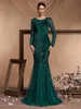 Lucyinlove Elegant Long Sleeves Sequin Tulle Evening Dresses 2024 Women Luxury Mermaid Formal Bridesmaid Party Maxi Prom Dress 1