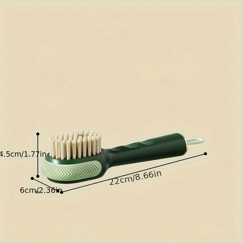 1pcTwo in one shoe brush, household press out liquid shoe wash brush, press type soft fur clothing cleaning brush 3