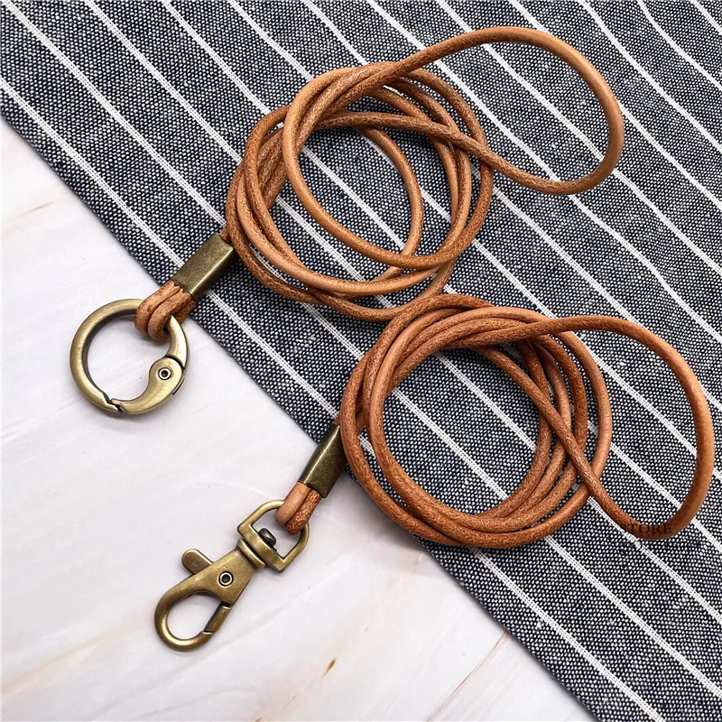 1PCS Genuine Leather Lanyard Neck Strap For Mobile Phone Bag Keys ID