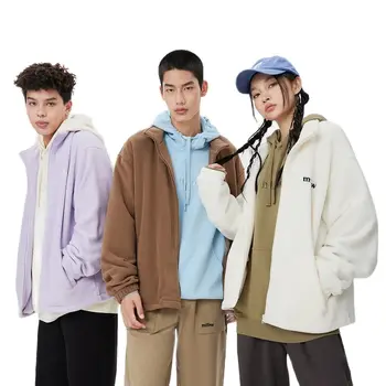 Metersbonwe giacca in pile sciolto uomo donna inverno nuova moda gioventù Cardigan caldo giacca Unisex viola peluche top di marca 1