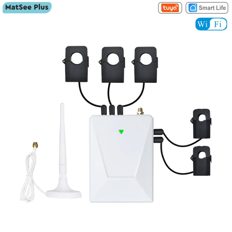 Tuya Smart 3 Phase Wifi Misuratore Di Energia Bidirezionale Con 5 Morsetti 3 X200A 2 X50A Per Monitor Solare Fotovoltaico App Importato Potenza Esport