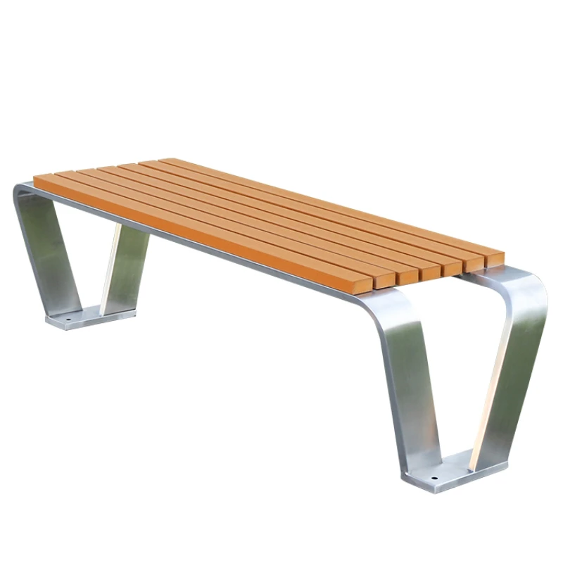 outdoor bench stainless steel park chair double rest bench plastic wood anti-corrosion solid wood leisure seat