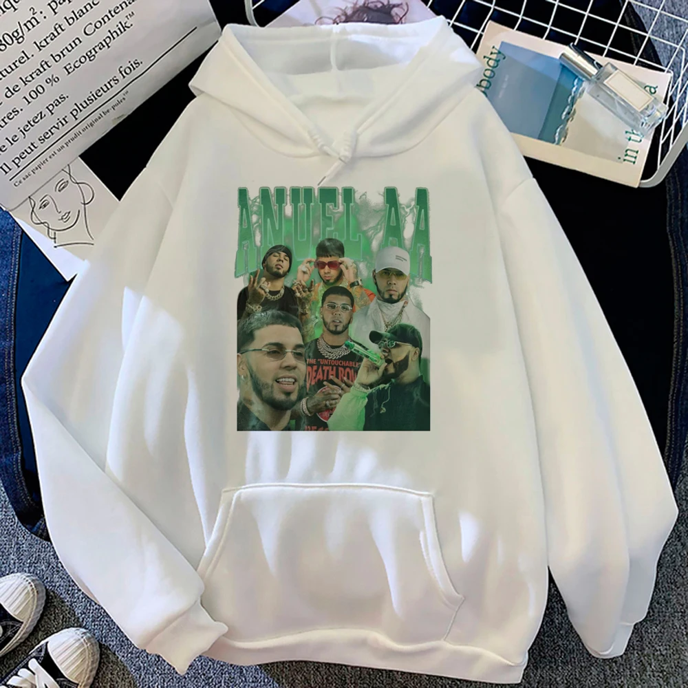Anuel Aa-Sweats à capuche à manches longues pour femmes, Haut Smile Y2K, Vêtements esthétiques Kawaii, Survêtement Anime, Capuche 600