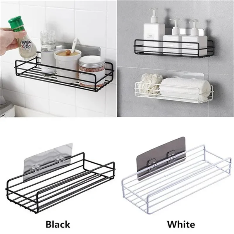 

Wall Mounted Bathroom Storage Rack Punch-free Hanging Shelf Large Capacity Storage Basket Shampoo Shower Gel Holder Organizer