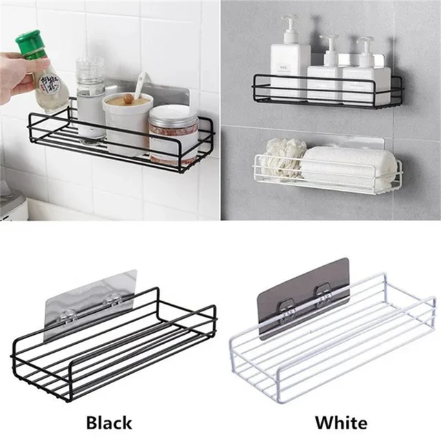 Bathroom Wall Storage Rack Organizer Stick Type Shower Shelf Basket Shampoo  Holder Kitchen Hardware - AliExpress