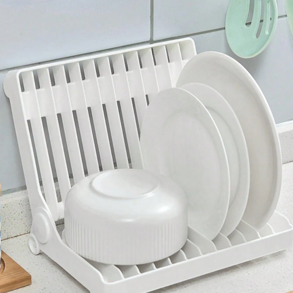 Scolapiatti Da Tavolo Mini Bianco In Plastica - Porta Ciotole E Piatti Per Cucina E Sala Da Pranzo - 14 X 14,7 Cm