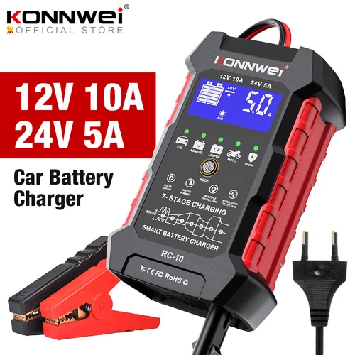 KONNWEI RC-10 자동차 배터리 충전기 – 완전 자동 고속 충전 펄스 수리 배터리 충전기 가격 추천 순위 비교