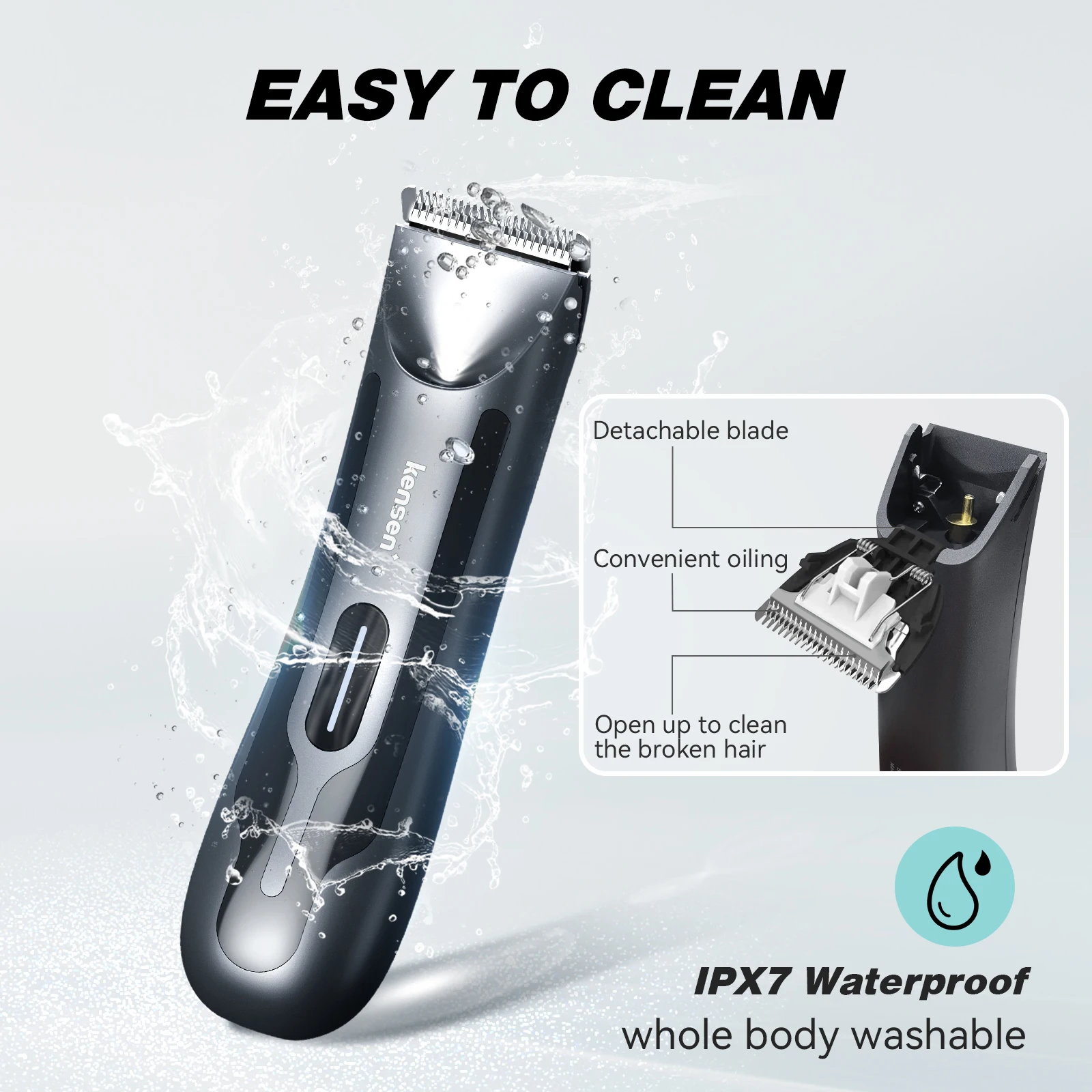 Kensen S10 Electric Body Hair Trimmer for Men Body Groomer Bikini Waterproof Hair Shaver Replaceable Ceramic Blade Head Clipper 3
