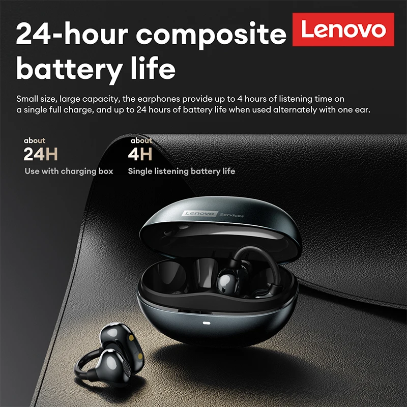 Lenovo RS106 OWS Ear Clip Bluetooth 6.0 Earphones Stereo Sound Sports Music Wireless Headphones Low Latency HD Call Earbuds New - Imagen 5